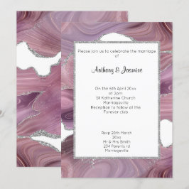 ELEGANTE INVITACIÓN DE BODA DE MÁRMOL DE PURPURINA