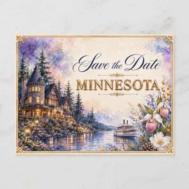 Elegante invitación de boda de Minnesota para guar (Anverso)