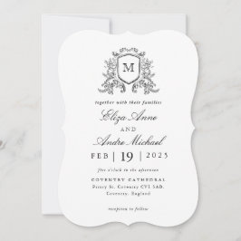 Elegante invitación de Boda de Monograma Blanco y 