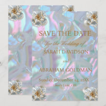 Elegante Invitación de Boda de Nácar Save the Date