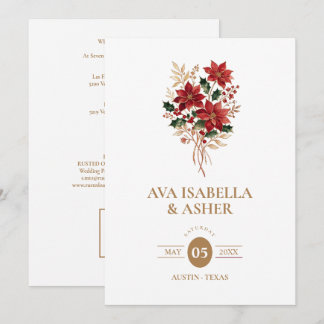 Elegante Invitación de Boda de Navidad con Poinset