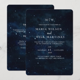 Elegante invitación de boda de noche estrellada mo