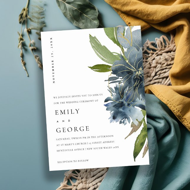 ELEGANTE INVITACIÓN DE BODA DE ORO AZUL VERDE (Subido por el creador)