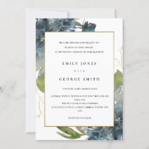 ELEGANTE INVITACIÓN DE BODA DE ORO AZUL VERDE