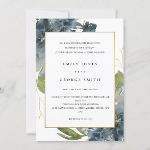 ELEGANTE INVITACIÓN DE BODA DE ORO AZUL VERDE