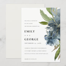 ELEGANTE INVITACIÓN DE BODA DE ORO AZUL VERDE