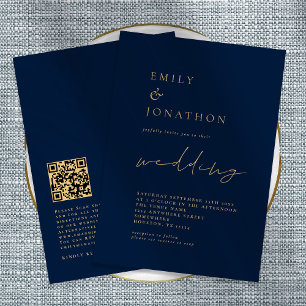 Elegante Invitación de Boda de oro de la Marina co