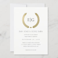 ELEGANTE INVITACIÓN DE BODA DE ORO FLORAL LAUREL W