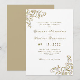 Elegante invitación de boda de oro para dos novias