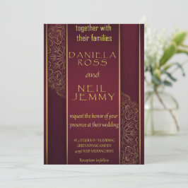 Elegante invitación de boda de papel de aluminio e