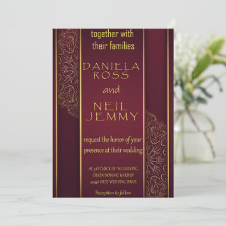 Elegante invitación de boda de papel de aluminio e
