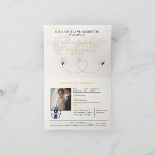 elegante invitación de boda de pasaporte