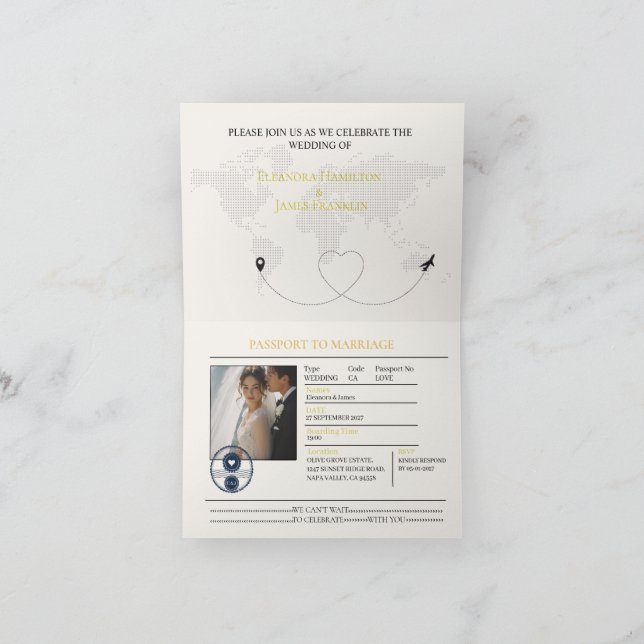 elegante invitación de boda de pasaporte (Interior)