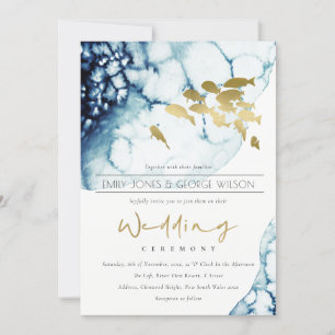 ELEGANTE INVITACIÓN DE BODA DE PESCADO BAJO EL AGU