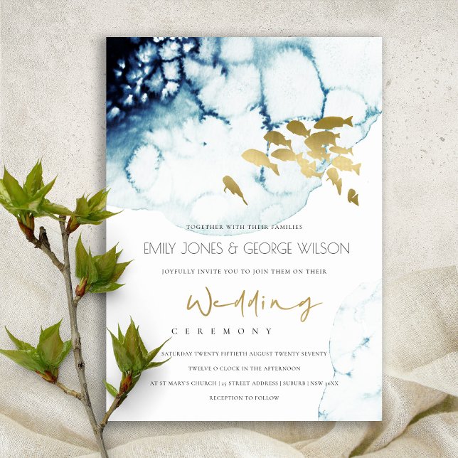 ELEGANTE INVITACIÓN DE BODA DE PESCADO BAJO EL AGU (Subido por el creador)