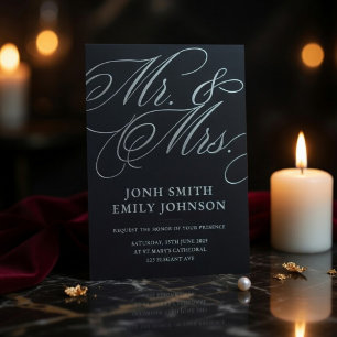 Elegante Invitación de Boda de Pizarra Oscura Sr &