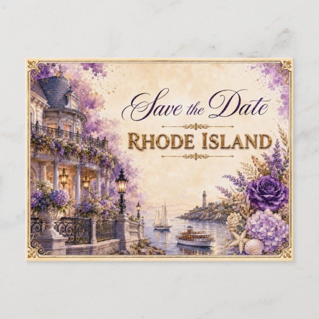 Elegante invitación de boda de Rhode Island para g (Anverso)