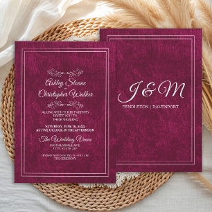 Elegante Invitación de Boda de Terciopelo Burgundy