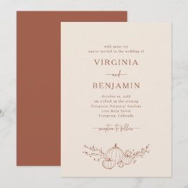 Elegante Invitación de Boda de Terracota