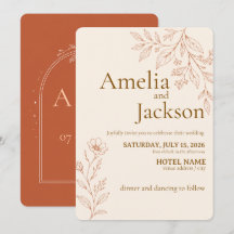 Elegante Invitación de Boda de Terracota Botánica