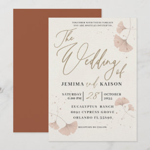 Elegante Invitación de Boda de Terracota con Letra