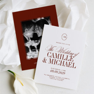 Elegante Invitación de Boda de Terracota Rojo Prof