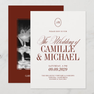 Elegante Invitación de Boda de Terracota Rojo Prof