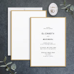 Elegante invitación de Boda de Tipografía Negra y<br><div class="desc">¡Una magnífica tipografía invitación a una boda de verano o otoño! Este bonito y elegante diseño presenta un borde dorado alrededor de una invitación blanca, con una moderna tipografía negra. Un diseño sencillo y minimalista. Muchas gracias por apoyar a nuestra pequeña empresa, ¡realmente lo apreciamos! Estamos tan contentos de que...</div>