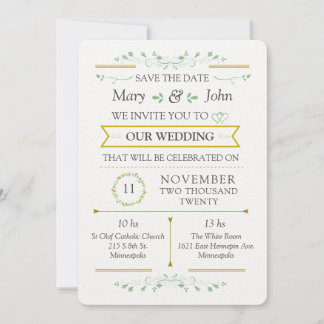 Elegante Invitación de Boda de Verdor Floral
