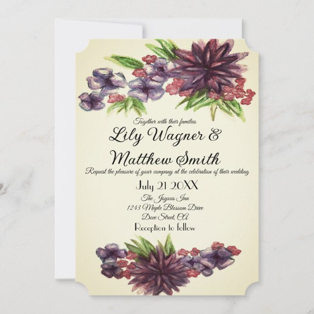 Elegante Invitación de Boda de Verdor Floral (Anverso)