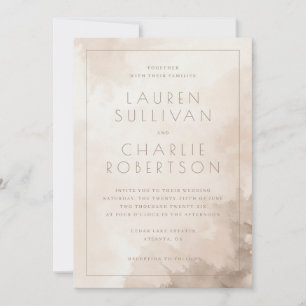Elegante Invitación de Boda en Acuarela Beige