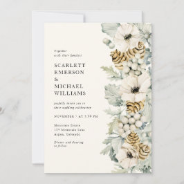 Elegante Invitación de Boda en Azul Polvoriento