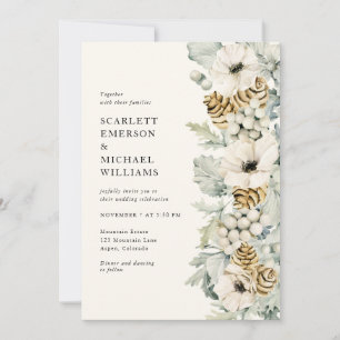 Elegante Invitación de Boda en Azul Polvoriento