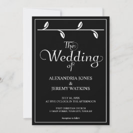 Elegante invitación de boda en blanco y negro