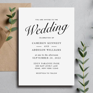 Elegante Invitación de Boda en Blanco y Negro con