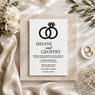 Elegante Invitación de Boda en Blanco y Negro Mini