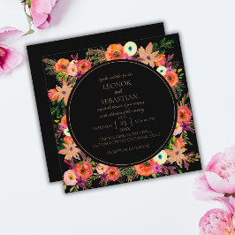 Elegante Invitación de Boda en Cuadrado de Flores