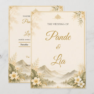 Elegante Invitación de Boda en la Montaña de Bali