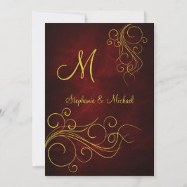 Elegante Invitación de Boda en Monograma de Oro Ro