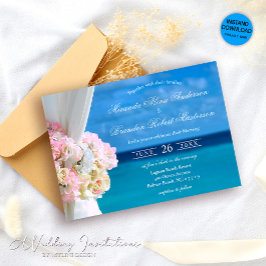 Elegante Invitación de Boda en Playa de Océano Flo