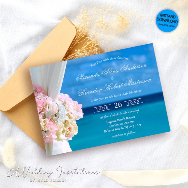 Elegante Invitación de Boda en Playa de Océano Flo (Subido por el creador)