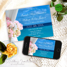 Elegante Invitación de Boda en Playa de Océano Flo