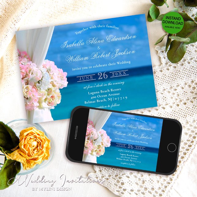 Elegante Invitación de Boda en Playa de Océano Flo (Subido por el creador)