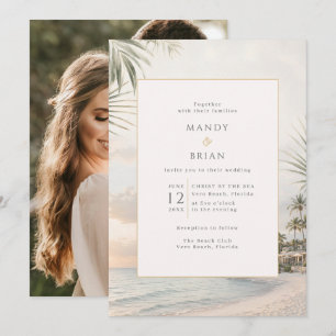 Elegante invitación de boda en resort de playa con