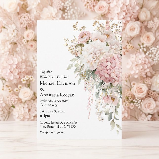 Elegante Invitación de Boda en Rosa con Letra Scri (Subido por el creador)