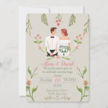 elegante invitación de boda floral
