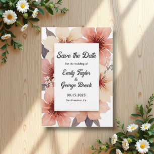 Elegante Invitación de Boda Floral Acuarela Rosa P