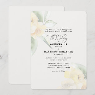 Elegante Invitación de Boda Floral Amarillo Verde