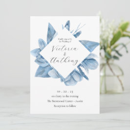 Elegante Invitación de Boda Floral Azul