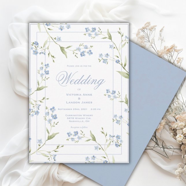 Elegante Invitación de Boda Floral Azul y Blanco (Subido por el creador)